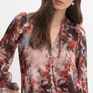 Floral Frilled Neck Blouse